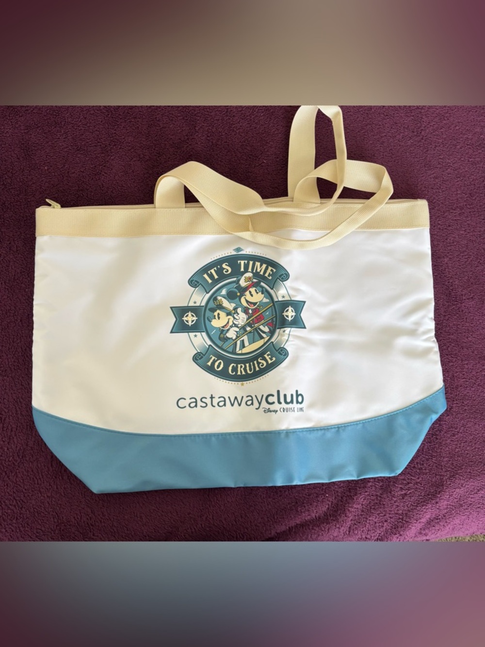 Cream and Light Blue Women's Tote Bag